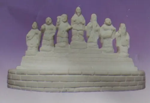 Escultura Samurais na Fonte Imagem em Gesso Cru para Pintar