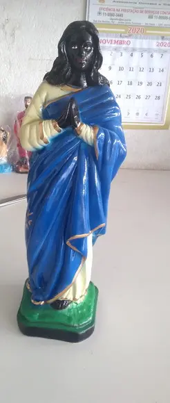 Escultura Santa Sara Negra Imagem 100% em Gesso Natural