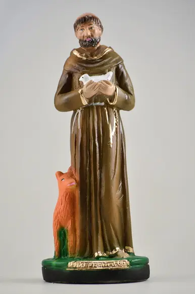 Escultura São Francisco Imagem 100% em Gesso Natural Puro