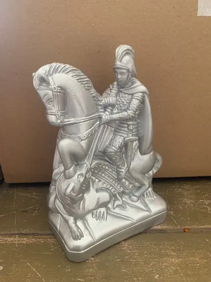 Escultura São Jorge Prateado com 16 cm