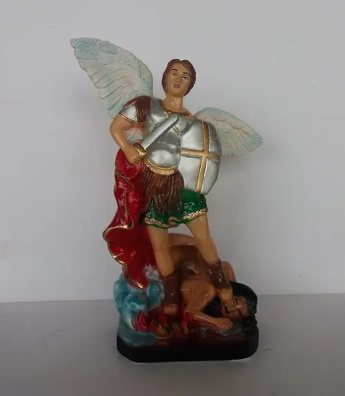 Escultura São Miguel Arcanjo Imagem Anjo São Migue Puro 28cm
