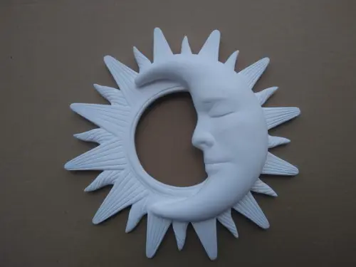 Escultura Sol e Lua de Parede para Pintar em Gesso Cru