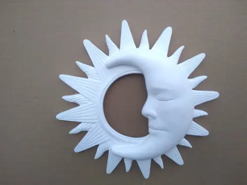 Escultura Sol e Lua de Parede para Pintar em Gesso Cru