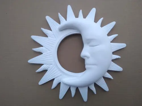 Escultura Sol e Lua de Parede para Pintar em Gesso Cru