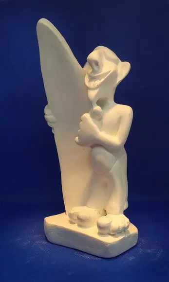 Escultura Surfista Imagem Menino com Prancha de Surfe Gesso