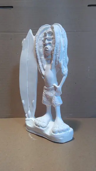 Escultura Surfista com Prancha Bob Marley Reggae Rasta Surf
