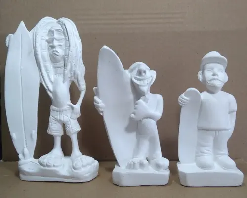Escultura Surfista Reggae + Menino c/ Prancha + Esqueitista