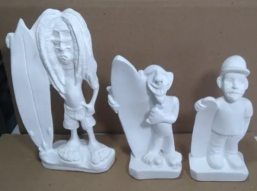 Escultura Surfista Reggae + Menino c/ Prancha + Esqueitista