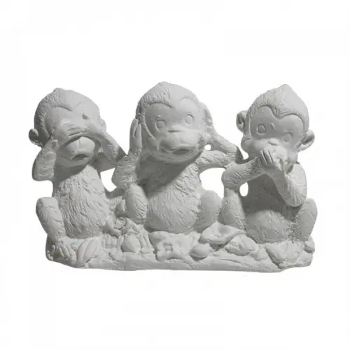 Escultura Trio Macacos Cego Surdo e Mudo para Pintar