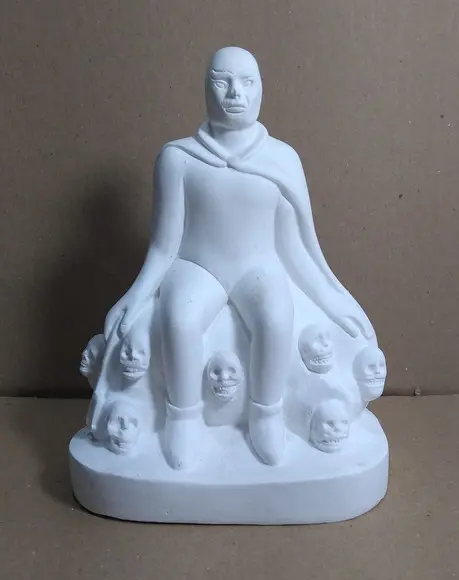 Exu 7 Caveiras Imagem Exu 7 Caveira Sentado Escultura Gesso