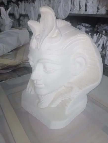 Faraó Busto Faraó Escultura em Gesso Cru Grande