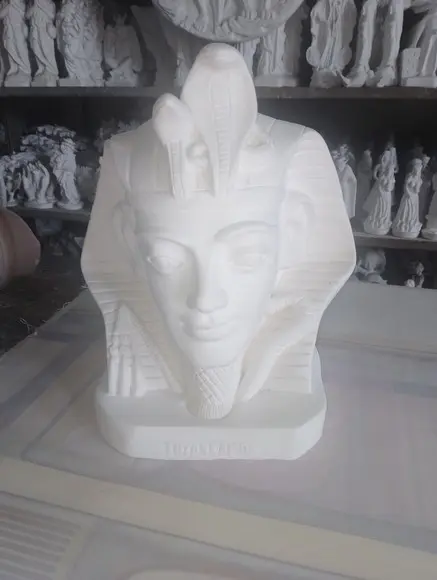 Faraó Busto Faraó Escultura em Gesso Cru Grande