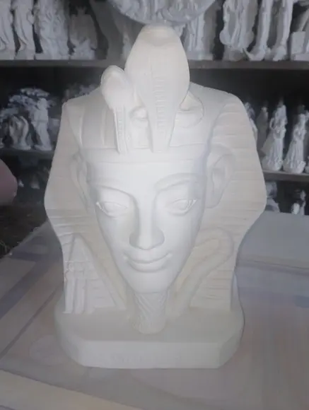 Faraó Busto Faraó Escultura em Gesso Cru Grande