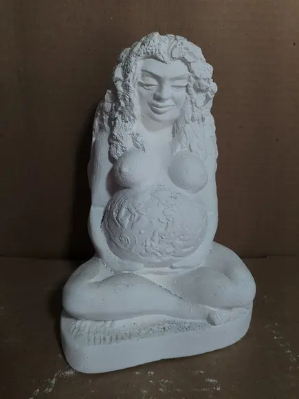 Gaia Imagem Deusa Gaia Escultura em Gesso Cru
