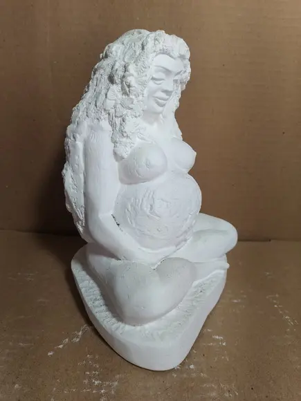 Gaia Imagem Deusa Gaia Escultura em Gesso Cru
