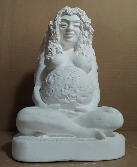 Gaia Imagem Deusa Gaia Escultura em Gesso Cru