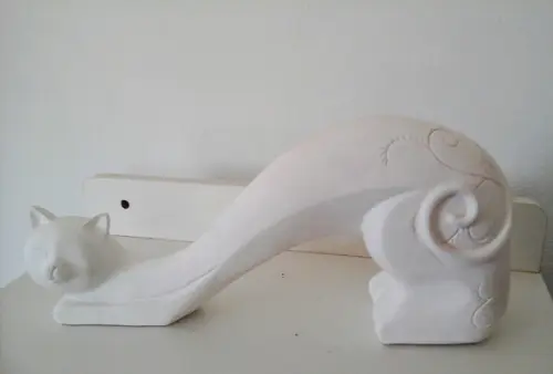 Gato Caracol Imagem em Gesso Cru para Pintar