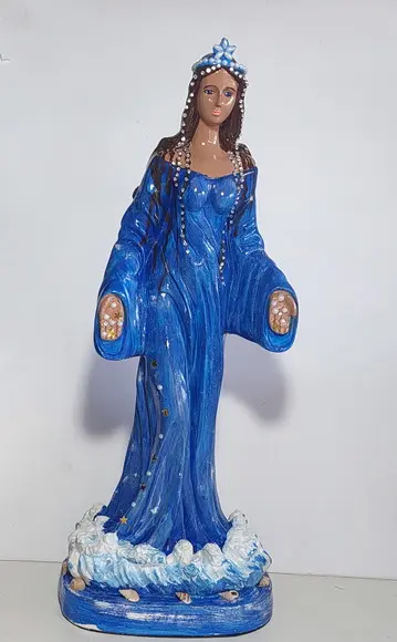 Iemanjá Imagem Yemanja Pintura Especial Pedrarias Conchinhas