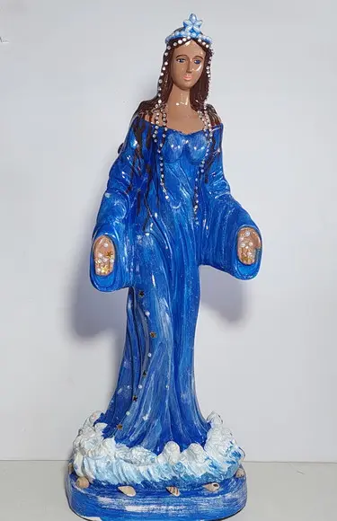 Iemanjá Imagem Yemanja Pintura Especial Pedrarias Conchinhas