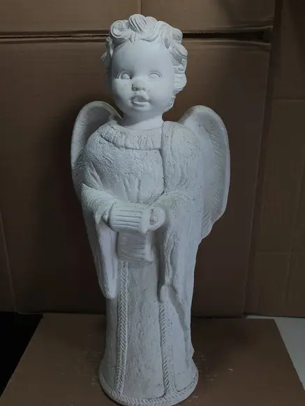 Imagem Anjo c/ Lista Escultura Barroca Anjo em Gesso Cru