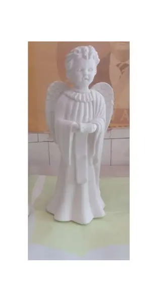 Imagem Anjo c/ Lista Escultura Barroca Anjo em Gesso Cru