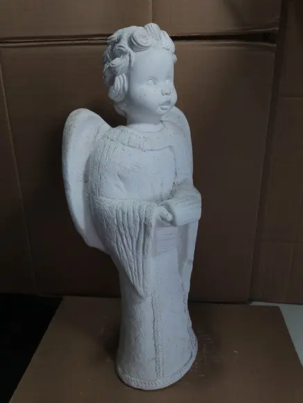 Imagem Anjo c/ Lista Escultura Barroca Anjo em Gesso Cru
