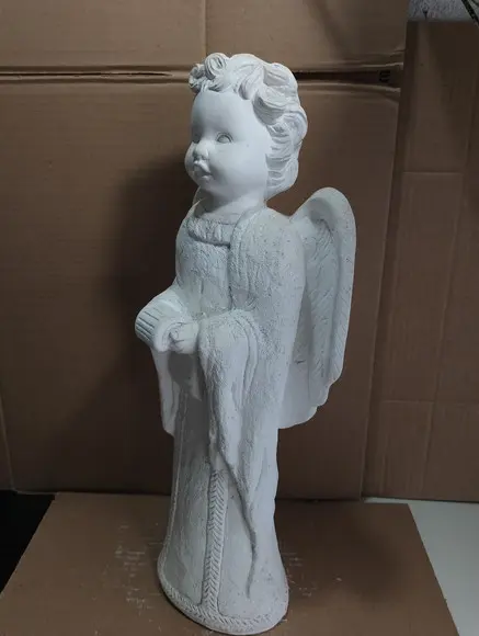 Imagem Anjo c/ Lista Escultura Barroca Anjo em Gesso Cru