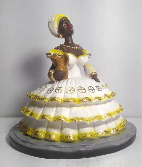 Imagem Baiana c/ Saia Rodada e Jarro Escultura Baiana Mestra