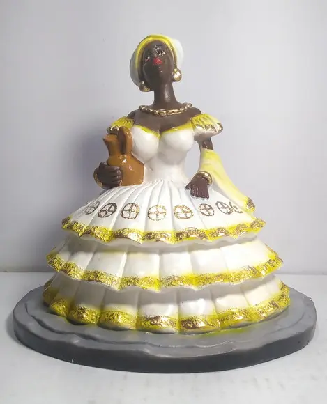 Imagem Baiana c/ Saia Rodada e Jarro Escultura Baiana Mestra