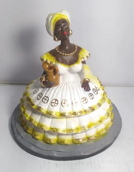 Imagem Baiana c/ Saia Rodada e Jarro Escultura Baiana Mestra