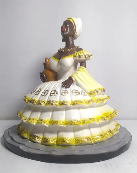 Imagem Baiana c/ Saia Rodada e Jarro Escultura Baiana Mestra