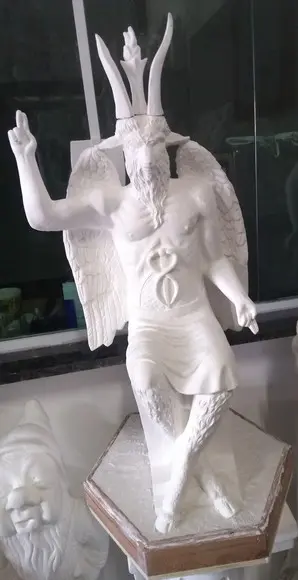 Imagem Baphomet Exu Belzebu Escultura Bafomé em Gesso Cru 80