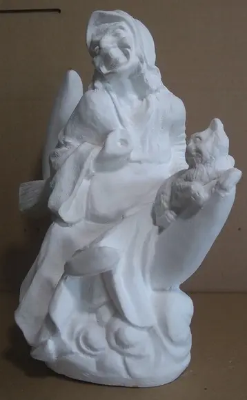 Imagem Bruxa na Lua Escultura em Gesso Cru da Bruxa na Lua