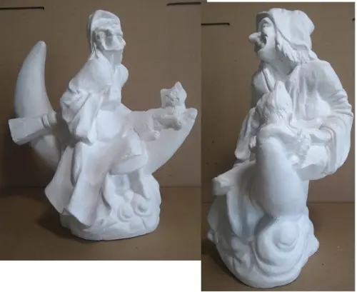 Imagem Bruxa na Lua Escultura em Gesso Cru da Bruxa na Lua