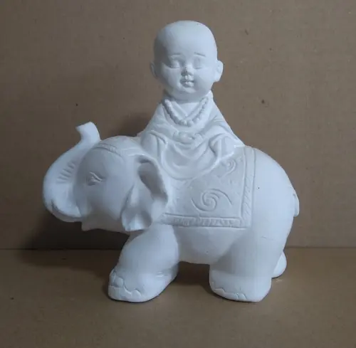 Imagem Buda em Cima de Elefante Escultura Buda Criança