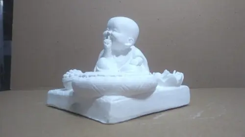 Imagem Buda Escultura Buda com Pires em Gesso Cru