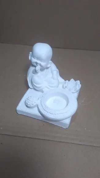 Imagem Buda Escultura Buda com Pires em Gesso Cru