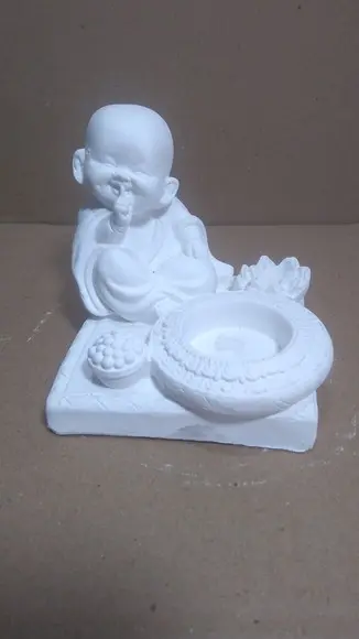 Imagem Buda Escultura Buda com Pires em Gesso Cru