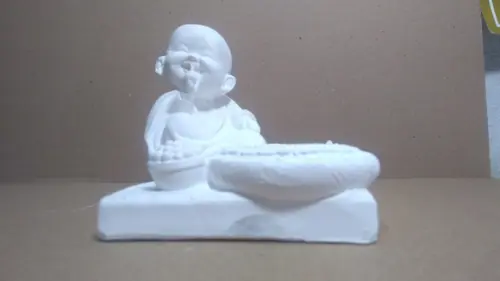 Imagem Buda Escultura Buda com Pires em Gesso Cru