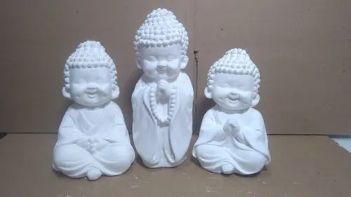 Imagem Buda Escultura Trio de Buda 3 Peças em Gesso Cru