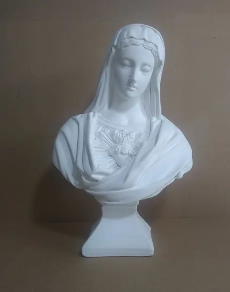 Imagem Busto Coração de Maria Escultura em Gesso para Pintar