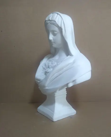 Imagem Busto Coração de Maria Escultura em Gesso para Pintar