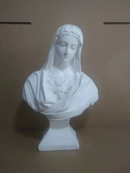 Imagem Busto Coração de Maria Escultura em Gesso para Pintar