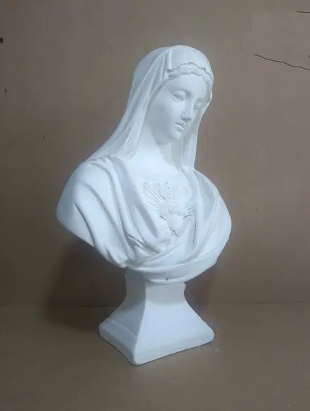Imagem Busto Coração de Maria Escultura em Gesso para Pintar