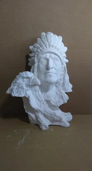Imagem Busto de Índio Escultura em Gesso Cru para Pintar