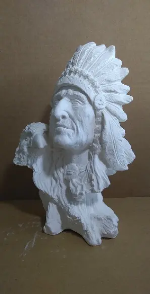 Imagem Busto de Índio Escultura em Gesso Cru para Pintar
