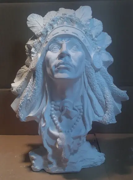 Imagem Busto Índio Xamã Escultura Caboclo Xamã