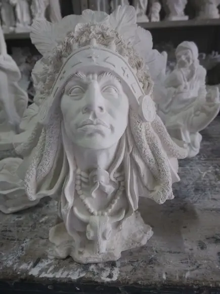 Imagem Busto Índio Xamã Escultura Caboclo Xamã