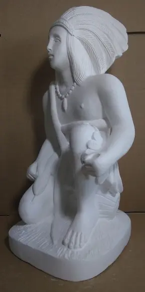 Imagem Caboclo Arariboia Escultura Índio com Cobra Serpente