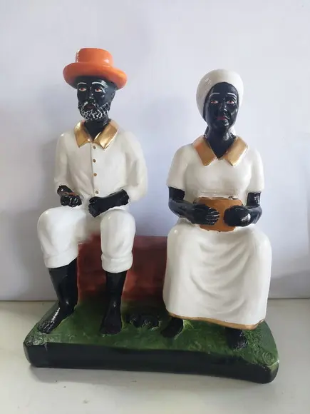 Imagem Casal Preto Velho Pai João Mãe Maria Escultura Gesso